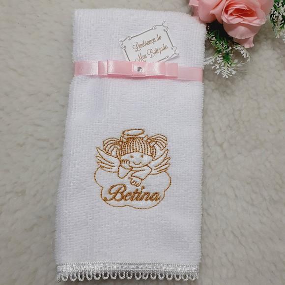 20 Lembrancinha de Batizado Personalizada Toalha Bordada