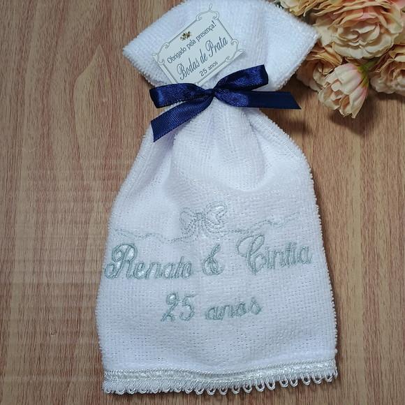 20 Lembrancinhas Bodas de Prata Toalha Personalizada