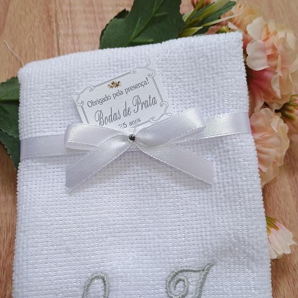 25 Lembrancinhas Bodas de Prata Toalha Personalizada