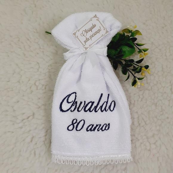 40 Lembrancinha de Aniversário 80 Anos Toalha Bordada Nome