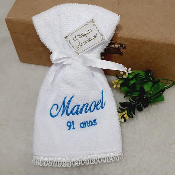 50 Lembrancinha de Aniversário 90 Anos Toalha Bordada Nome