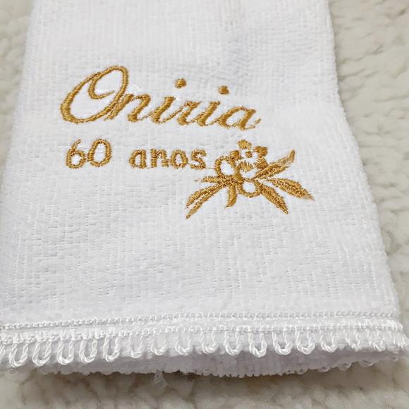 50 Lembrancinha de Aniversário 60 Anos Toalha Bordada