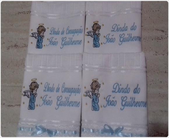 Lembrança Padrinho Madrinha de Batismo Toalha Bordada