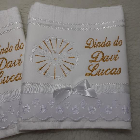 Lembrança Toalha para os Padrinhos Batismo 2 Unidades
