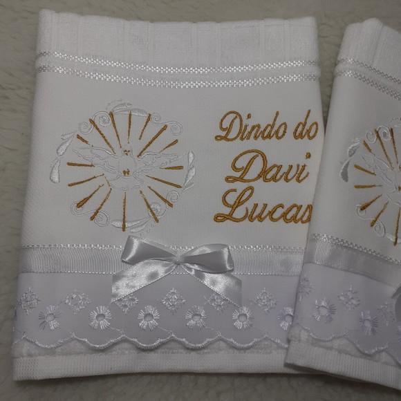 Lembrança Toalha para os Padrinhos Batismo 2 Unidades
