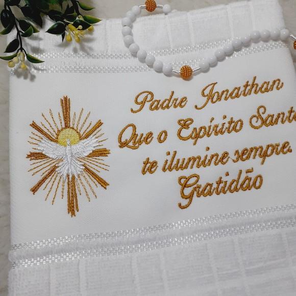 Toalha de Lavabo Bordada Personalizada para Padre e Pastor