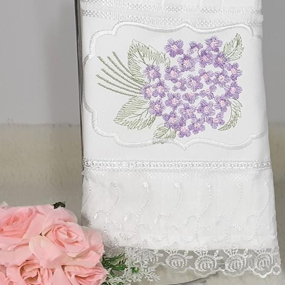 1 Toalha Lavabo, Rosto e Porta Papel Higiênico Hortênsia