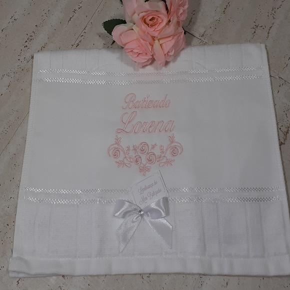 10 Lembranças de Batizado Toalha Bordada Floral
