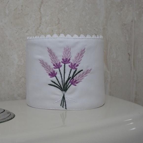2 Porta Papeis Higiênico Bordado Lavanda