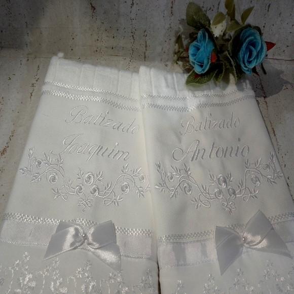 2 Toalhas de Batizado Personalizada para Gêmeos