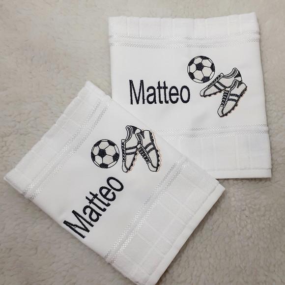 2 Toalhas Escolar Bordada Personalizada Futebol