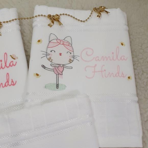 2 Toalhas Escolar Bordada Personalizada Bailarina