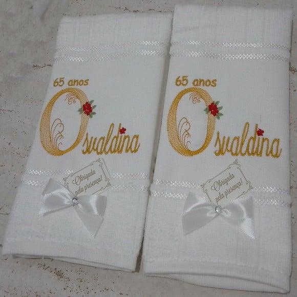 20 Lembranças de Aniversário 80 Anos Toalha Bordada
