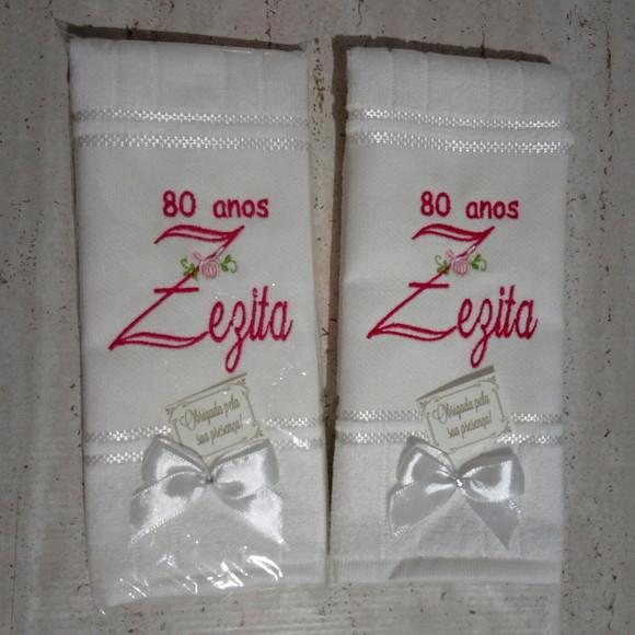 20 Lembranças de Aniversário 80 Anos Toalha Bordada