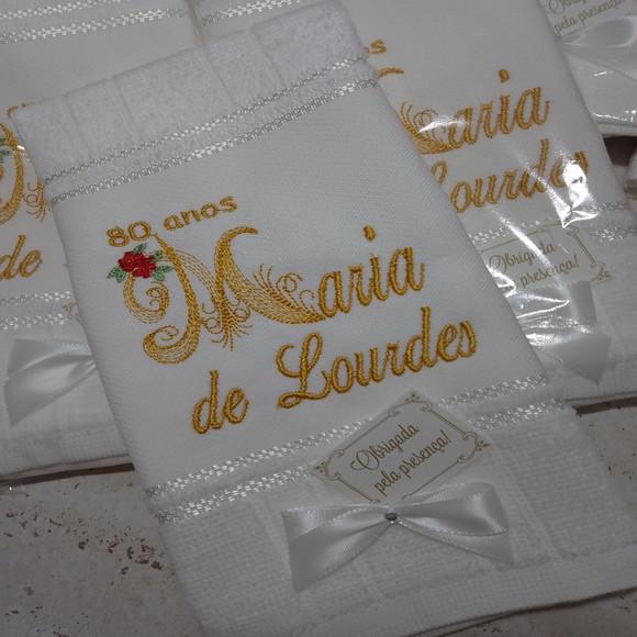 30 Lembranças de Aniversário 80 Anos Toalha Bordada