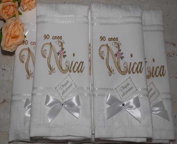 35 Lembranças de Aniversário 90 Anos Toalha Personalizada
