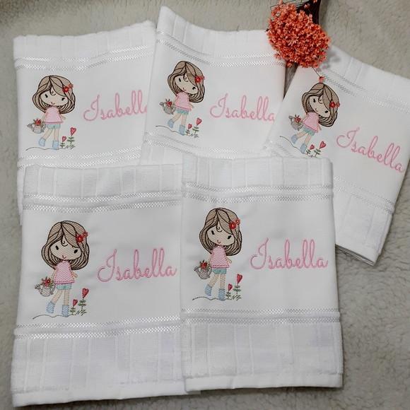 5 Toalhas Escolar Bordada e Personalizada Menina