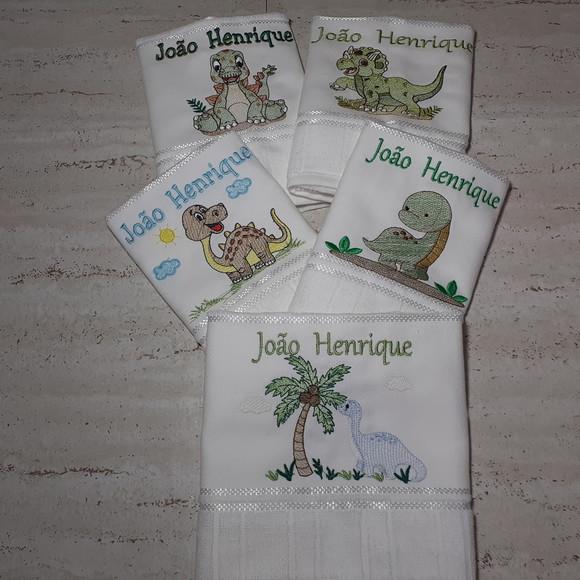 5 Toalhas Escolar Personalizada Dinossauros