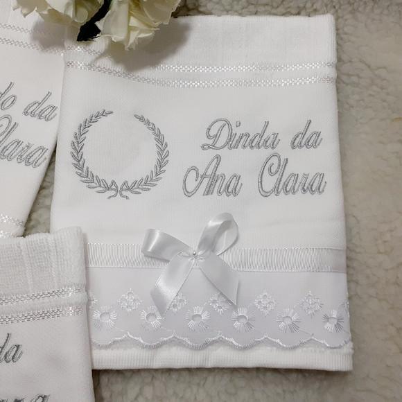 Kit Batismo Toalha de Batizado e Toalha dos Padrinhos