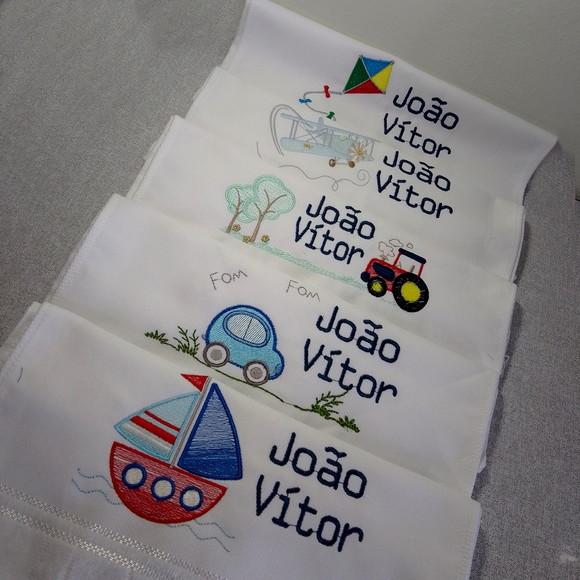 Kit 5 Toalhas Escolar Personalizada Meios de Transporte