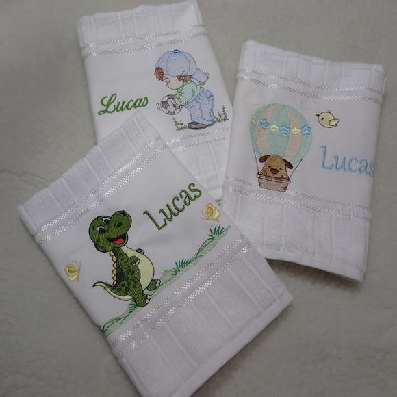 Kit Lanche Infantil 3 Peças Bordada Desenho e Nome