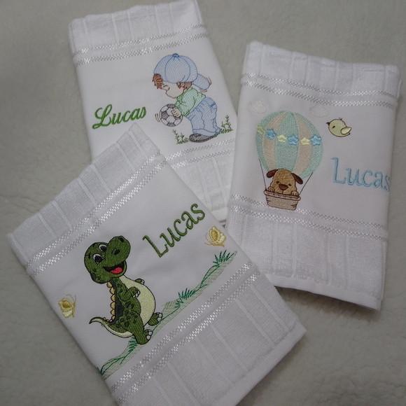 Kit Lanche Infantil 3 Peças Bordada Desenho e Nome