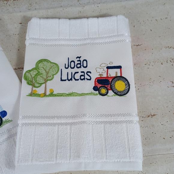 Kit Escolar Toalha de Rosto e Lavabo Personalizada Trator