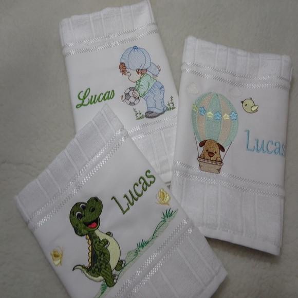 Kit Lanche Infantil 3 Peças Bordada Desenho e Nome