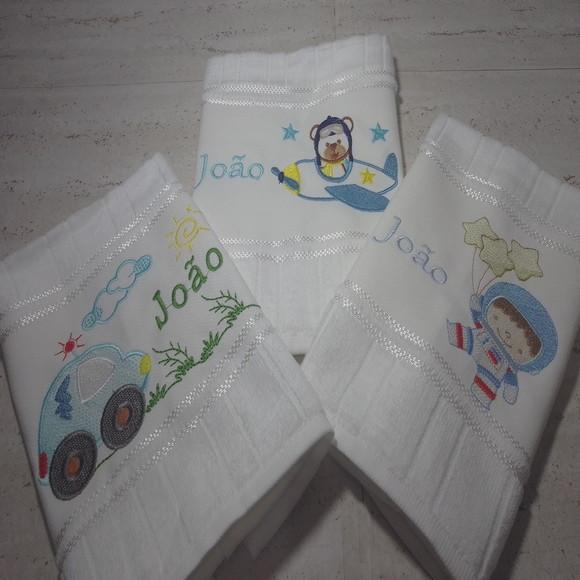 Kit Toalha Escolar Astronauta Aviador e Carrinho 3 Unidades