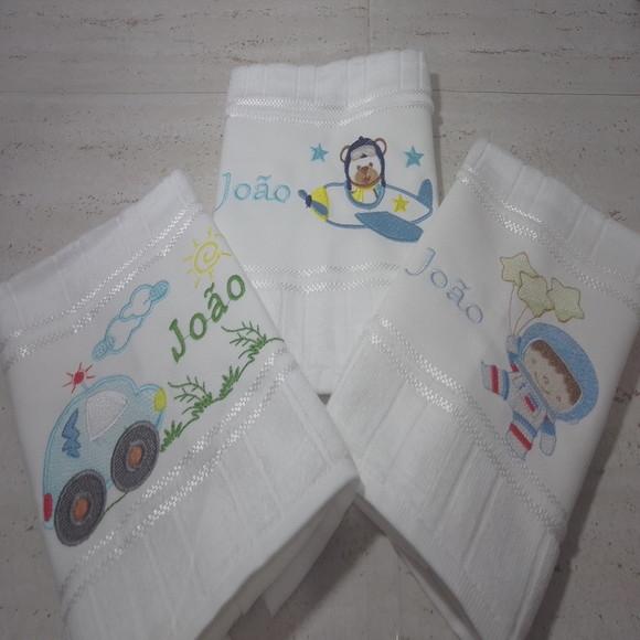 Kit Toalha Escolar Astronauta Aviador e Carrinho 3 Unidades