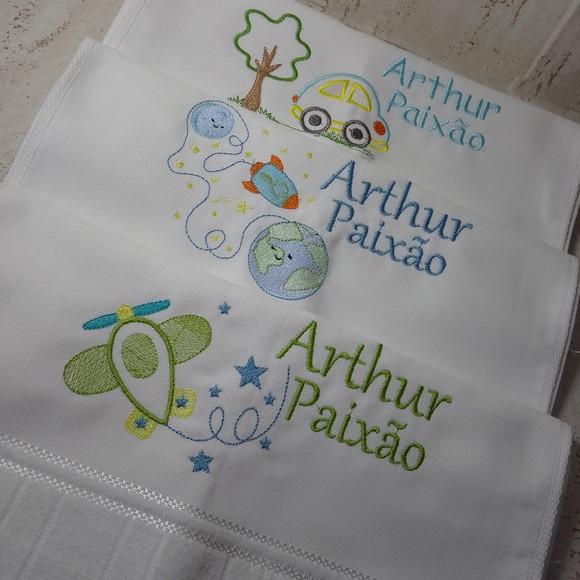 Kit Toalha Escolar Bordada 3 Unidades