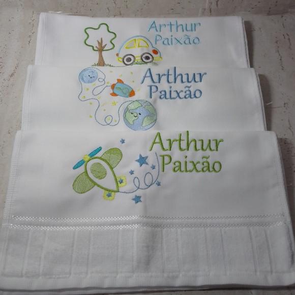 Kit Toalha Escolar Bordada 3 Unidades