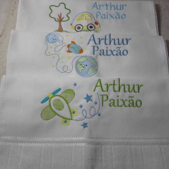 Kit Toalha Escolar Bordada 3 Unidades