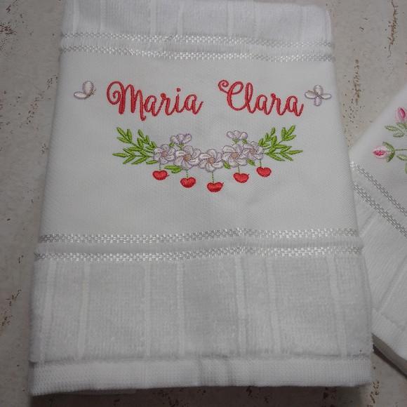 Kit Toalha Escolar Bordada Flores 2 Unidades