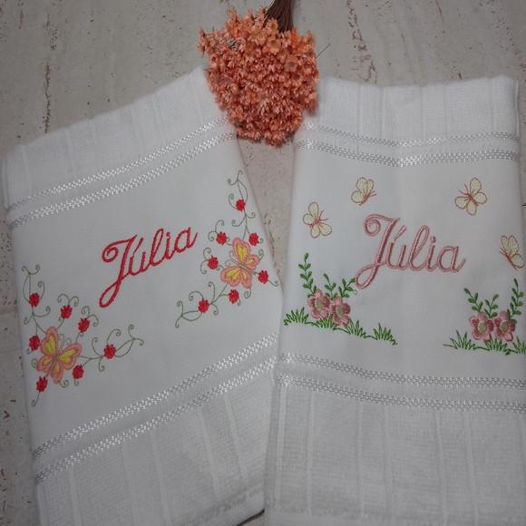 Kit Toalha Escolar Bordada Jardim 2 Unidades