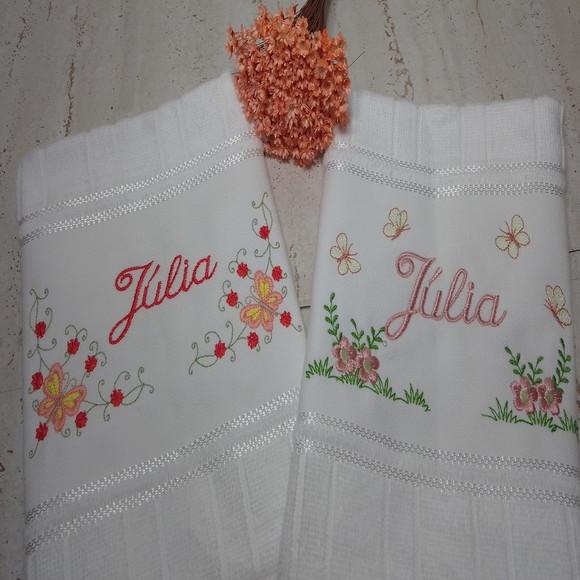 Kit Toalha Escolar Bordada Jardim 2 Unidades