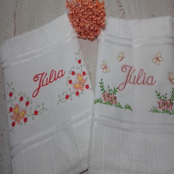 Kit Toalha Escolar Bordada Jardim 2 Unidades