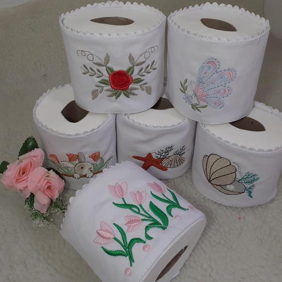 Porta Papel Higiênico Bordado 6 Unidades