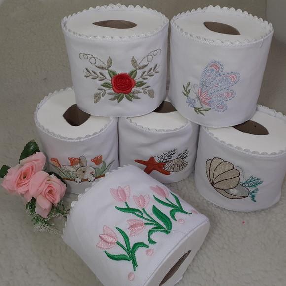 Porta Papel Higiênico Bordado 6 Unidades