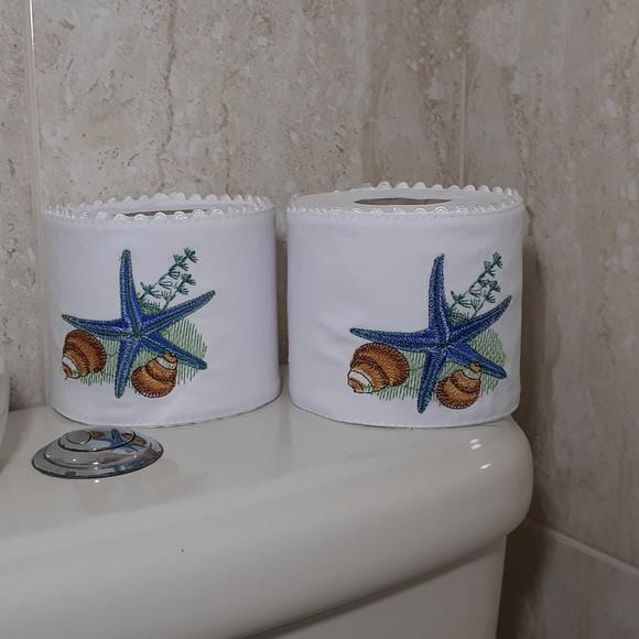 Porta Papel Higiênico Bordado Estrela do Mar 2 Unidades