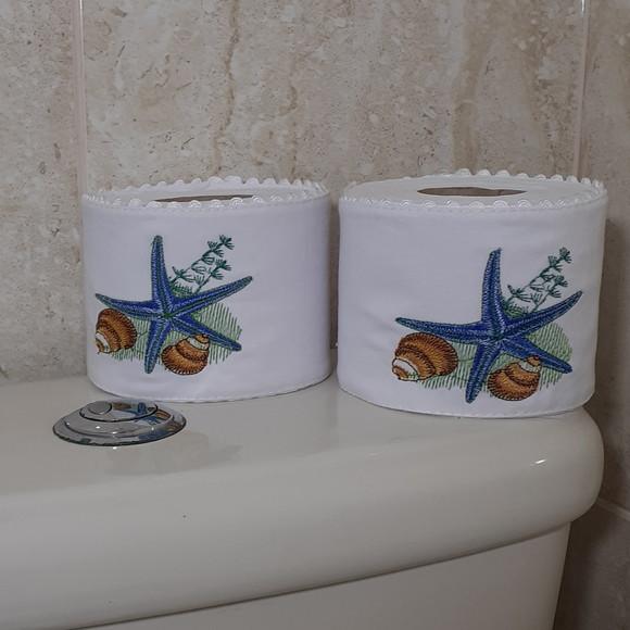 Porta Papel Higiênico Bordado Estrela do Mar 2 Unidades