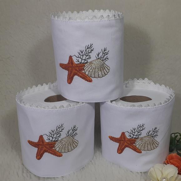 Porta Papel Higiênico Bordado Estrela do Mar 3 Unidades