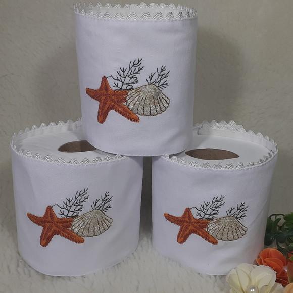 Porta Papel Higiênico Bordado Estrela do Mar 3 Unidades