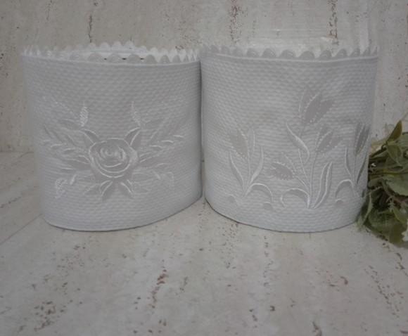 Porta Papel Higiênico Bordado Flores 2 Unidades