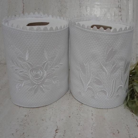 Porta Papel Higiênico Bordado Flores 2 Unidades