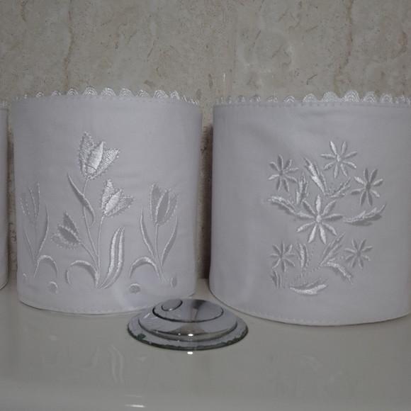Porta Papel Higiênico Bordado Flores 3 Unidades