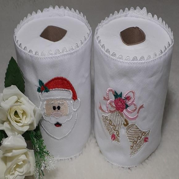 Porta Papel Higiênico Bordado Papai Noel 2 Unidades