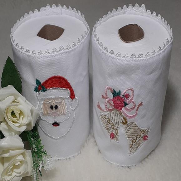Porta Papel Higiênico Bordado Papai Noel 2 Unidades