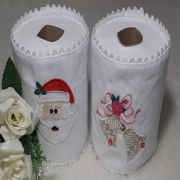 Porta Papel Higiênico Bordado Papai Noel 2 Unidades