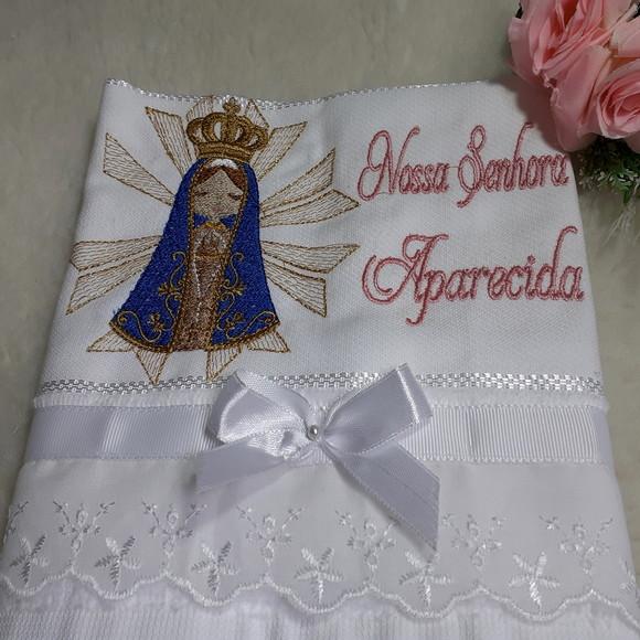 Toalha bordada Nossa Senhora Aparecida